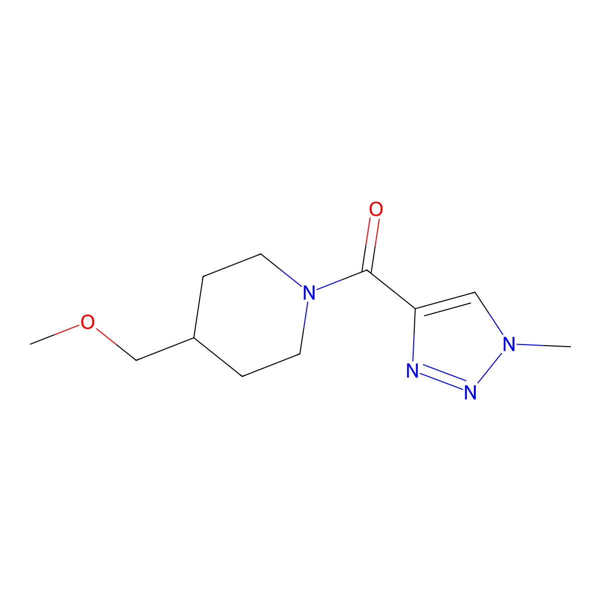 4-(methoxymethyl)-1-(1-methyl-1H-1,2,3-triazole-4-carbonyl)piperidine molecular structure, CAS 2322189-52-4