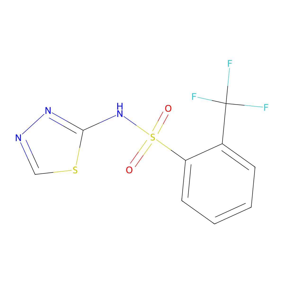 N-(1,3,4-thiadiazol-2-yl)-2-(trifluoromethyl)benzene-1-sulfonamide molecular structure, CAS 2322192-89-0