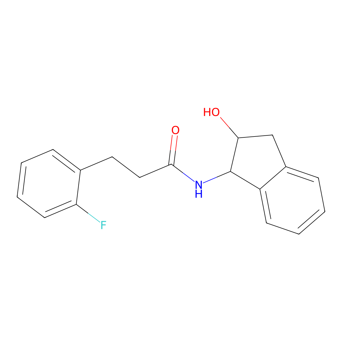 3-(2-fluorophenyl)-N-(2-hydroxy-2,3-dihydro-1H-inden-1-yl)propanamide molecular structure, CAS 2322198-16-1