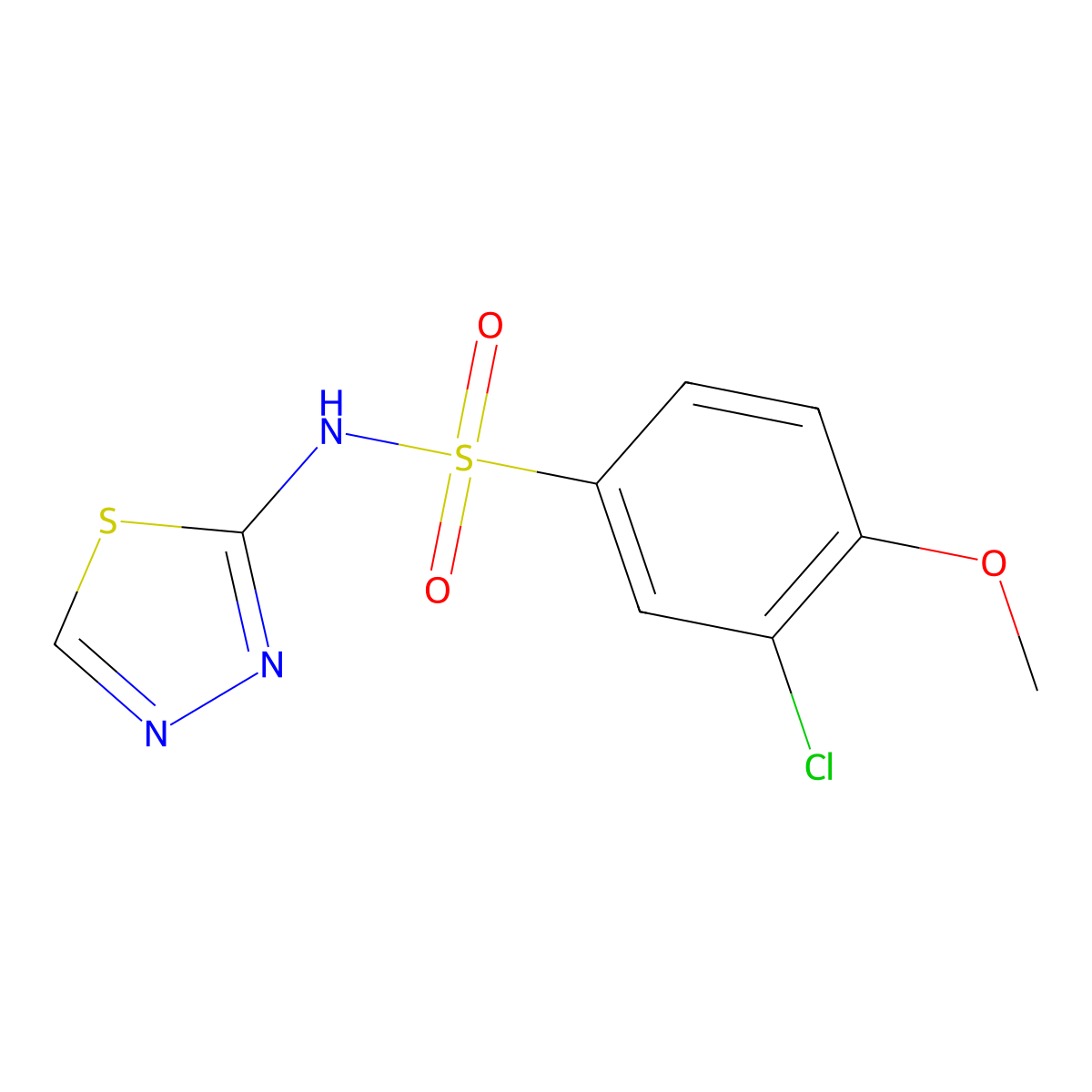 3-chloro-4-methoxy-N-(1,3,4-thiadiazol-2-yl)benzene-1-sulfonamide molecular structure, CAS 2322204-10-2