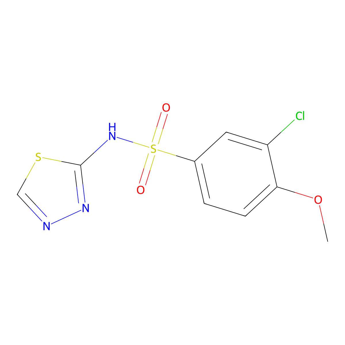3-chloro-4-methoxy-N-(1,3,4-thiadiazol-2-yl)benzene-1-sulfonamide molecular structure, CAS 2322204-10-2