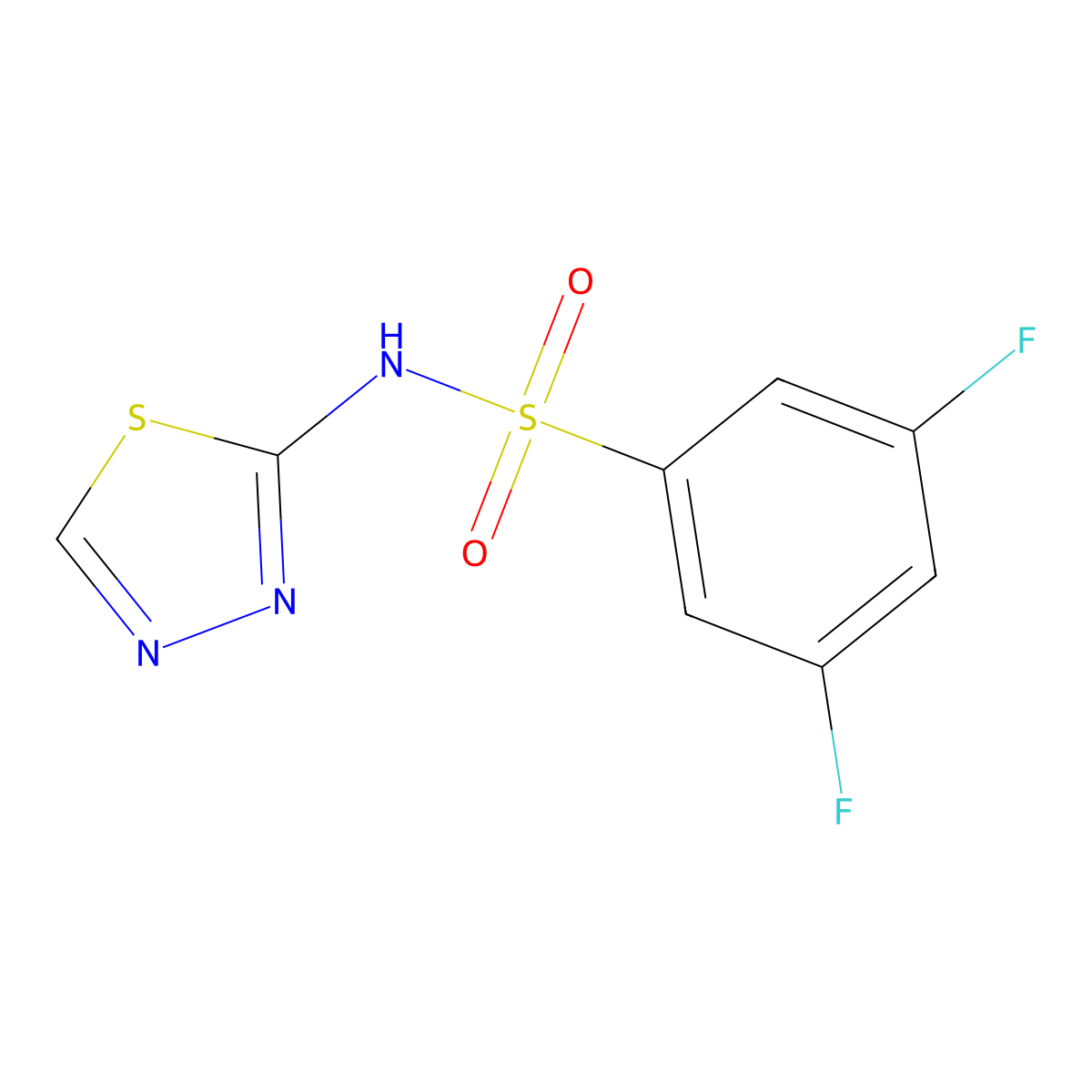 3,5-difluoro-N-(1,3,4-thiadiazol-2-yl)benzene-1-sulfonamide molecular structure, CAS 2322204-24-8