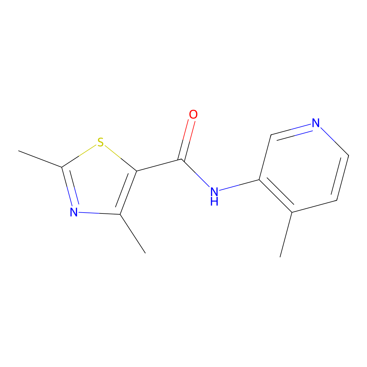 2,4-dimethyl-N-(4-methylpyridin-3-yl)-1,3-thiazole-5-carboxamide molecular structure, CAS 2322220-35-7