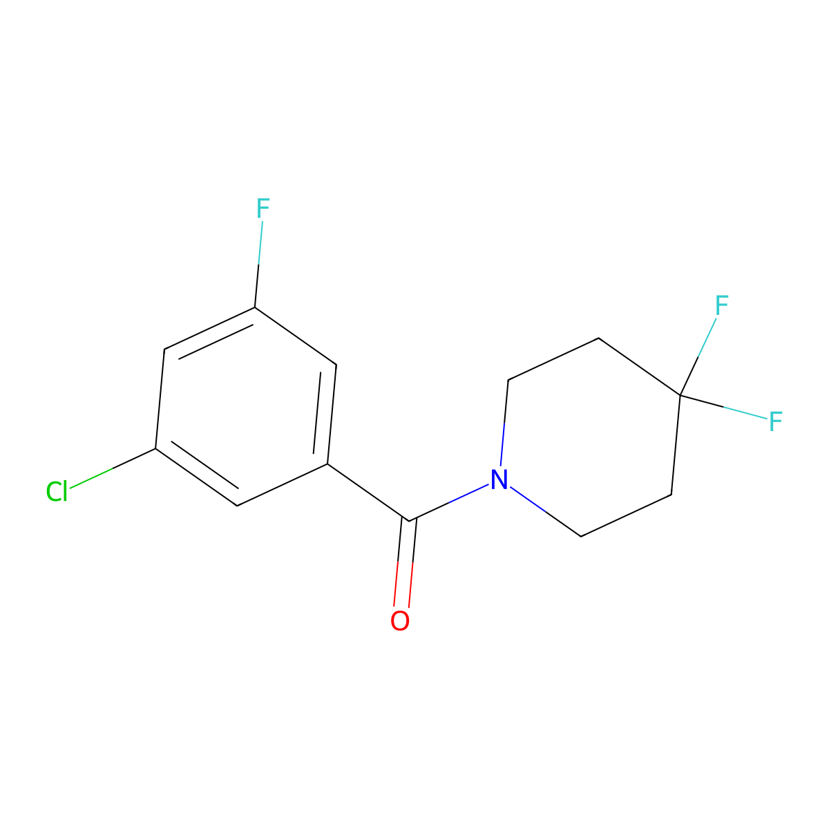 1-(3-Chloro-5-fluorobenzoyl)-4,4-difluoropiperidine molecular structure, CAS 2322220-78-8