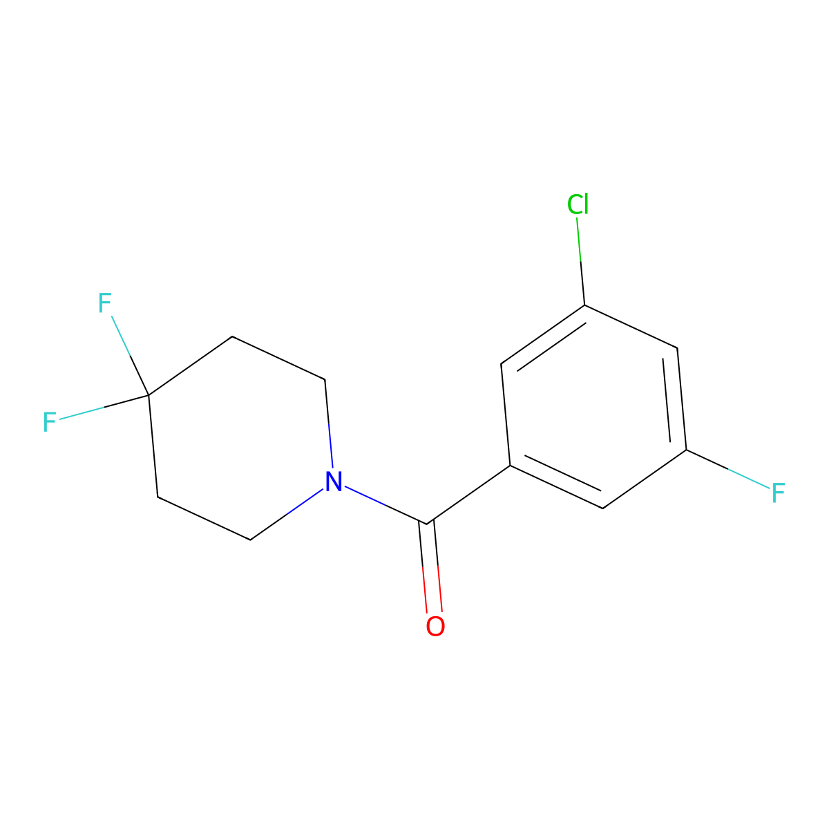 1-(3-Chloro-5-fluorobenzoyl)-4,4-difluoropiperidine molecular structure, CAS 2322220-78-8