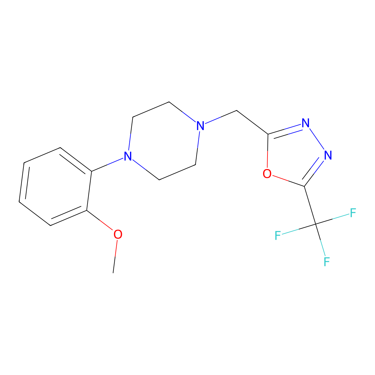 1-(2-Methoxyphenyl)-4-{[5-(trifluoromethyl)-1,3,4-oxadiazol-2-yl]methyl}piperazine molecular structure, CAS 2322221-18-9