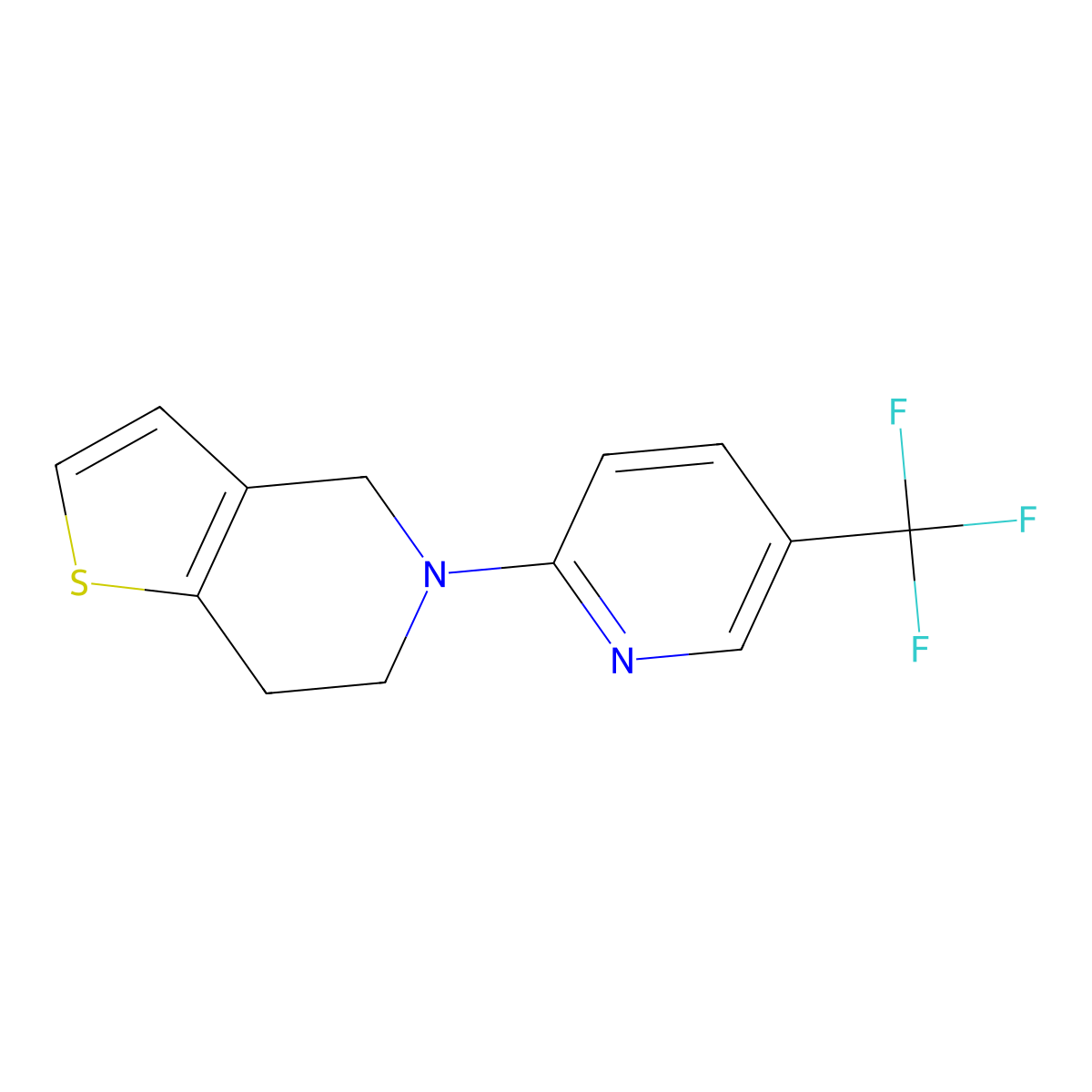 2-{4H,5H,6H,7H-thieno[3,2-c]pyridin-5-yl}-5-(trifluoromethyl)pyridine molecular structure, CAS 2322223-65-2