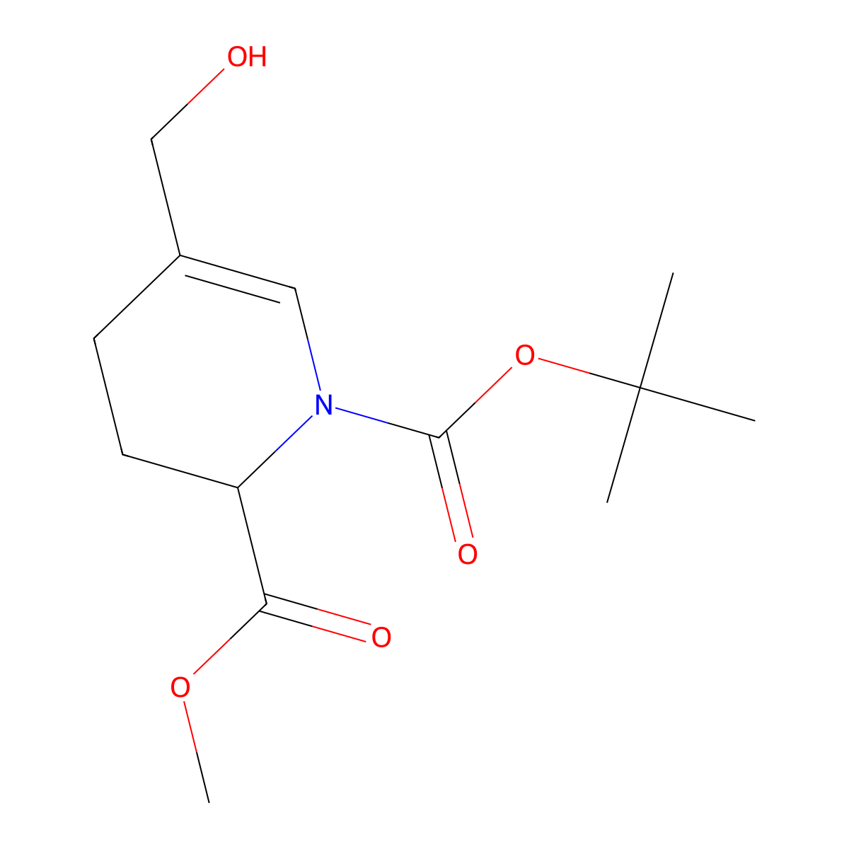 1-Tert-butyl2-methyl5-(hydroxymethyl)-1,2,3,4-tetrahydropyridine-1,2-dicarboxylate molecular structure, CAS 2322235-61-8