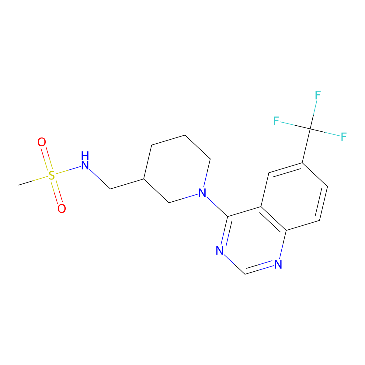 N-((1-(6-(Trifluoromethyl)quinazolin-4-yl)piperidin-3-yl)methyl)methanesulfonamide molecular structure, CAS 2322245-42-9