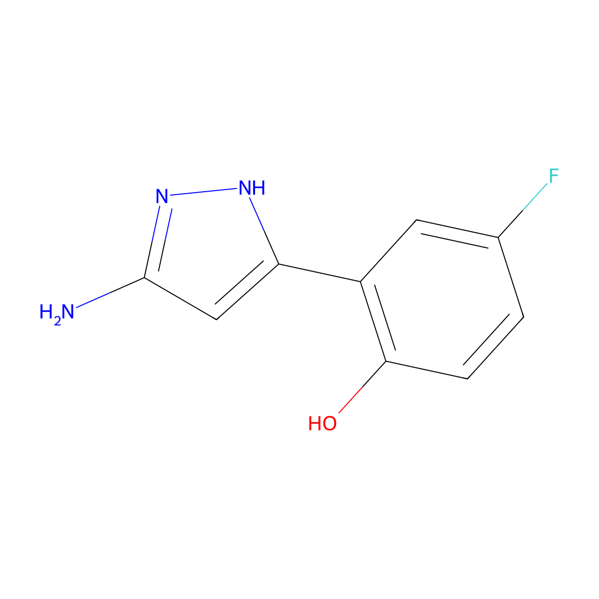 2-(3-Amino-1H-pyrazol-5-yl)-4-fluorophenol molecular structure, CAS 2322281-40-1