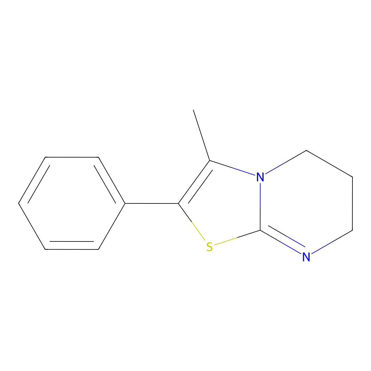 3-methyl-2-phenyl-6,7-dihydro-5H-[1,3]thiazolo[3,2-a]pyrimidine molecular structure, CAS 23223-90-7