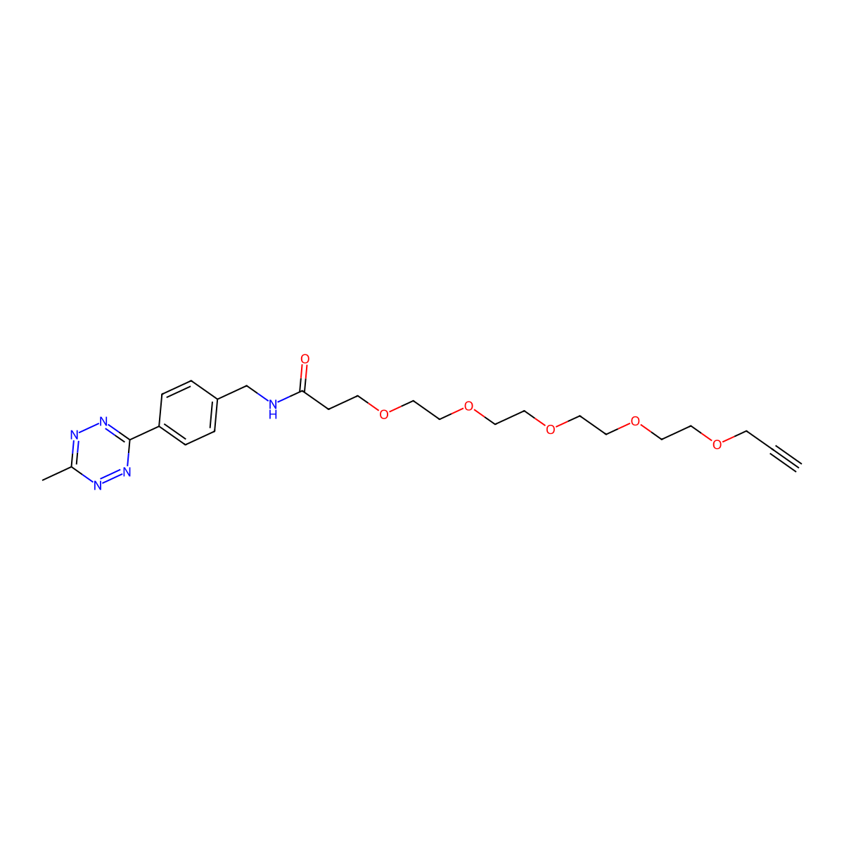 Methyltetrazine-amido-PEG5-alkyne molecular structure, CAS 2322322-23-4