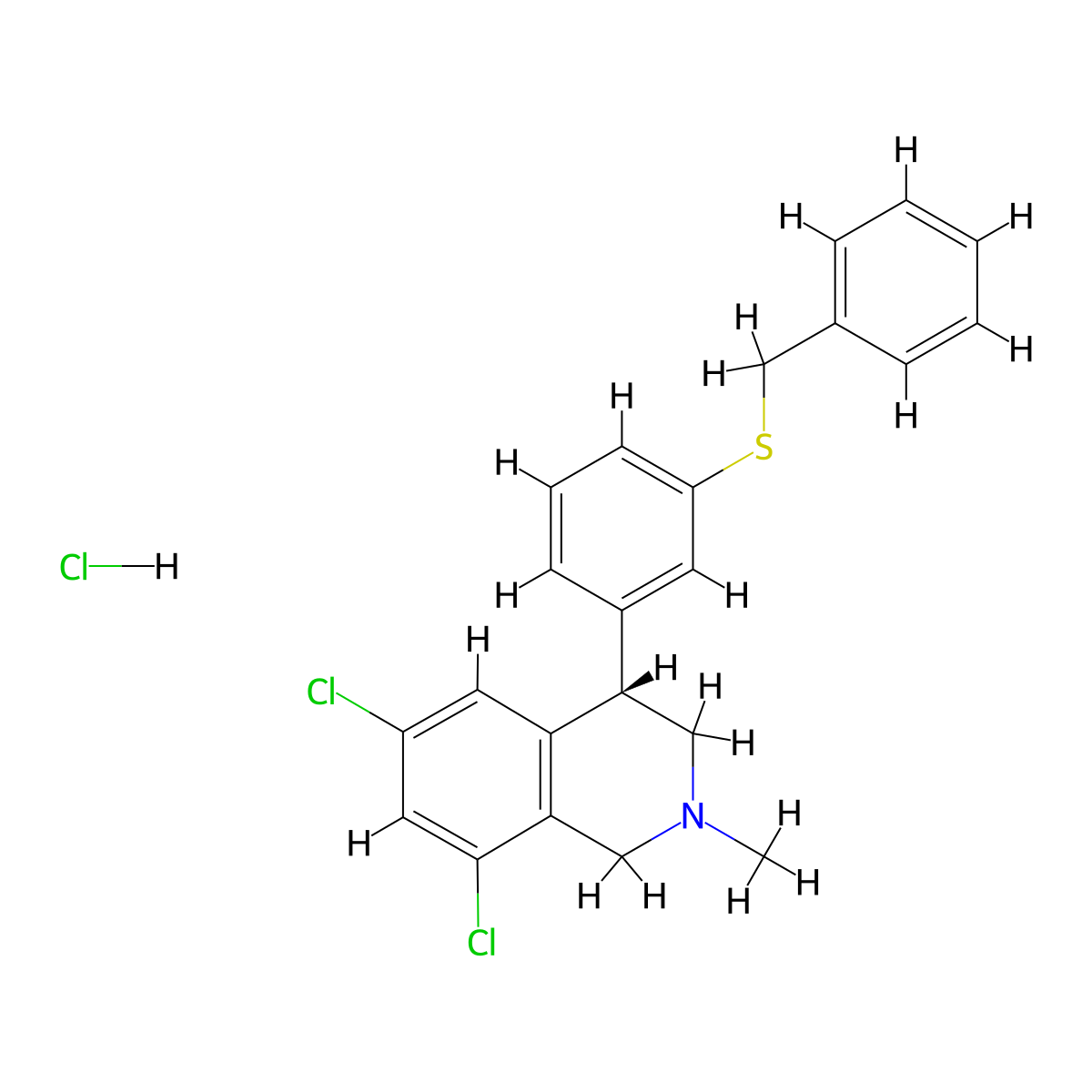 (S)-4-(3-(benzylthio)phenyl)-6,8-dichloro-2-methyl-1,2,3,4-tetrahydroisoquinoline hydrochloride molecular structure, CAS 2322360-87-0