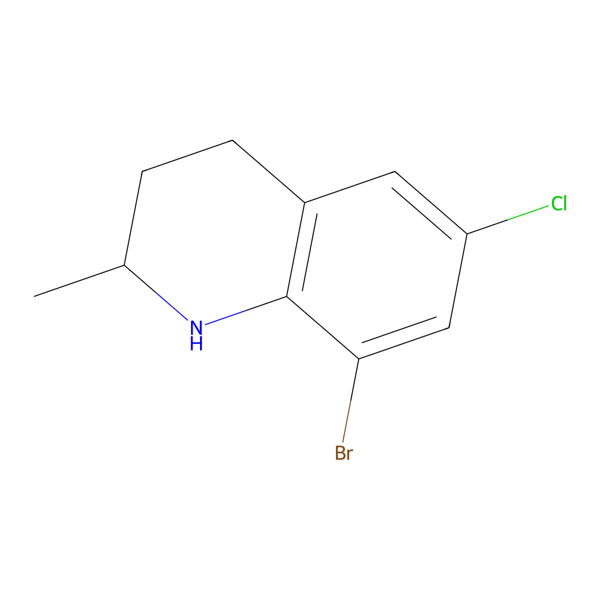 8-Bromo-6-chloro-2-methyl-1,2,3,4-tetrahydroquinoline molecular structure, CAS 2322513-37-9