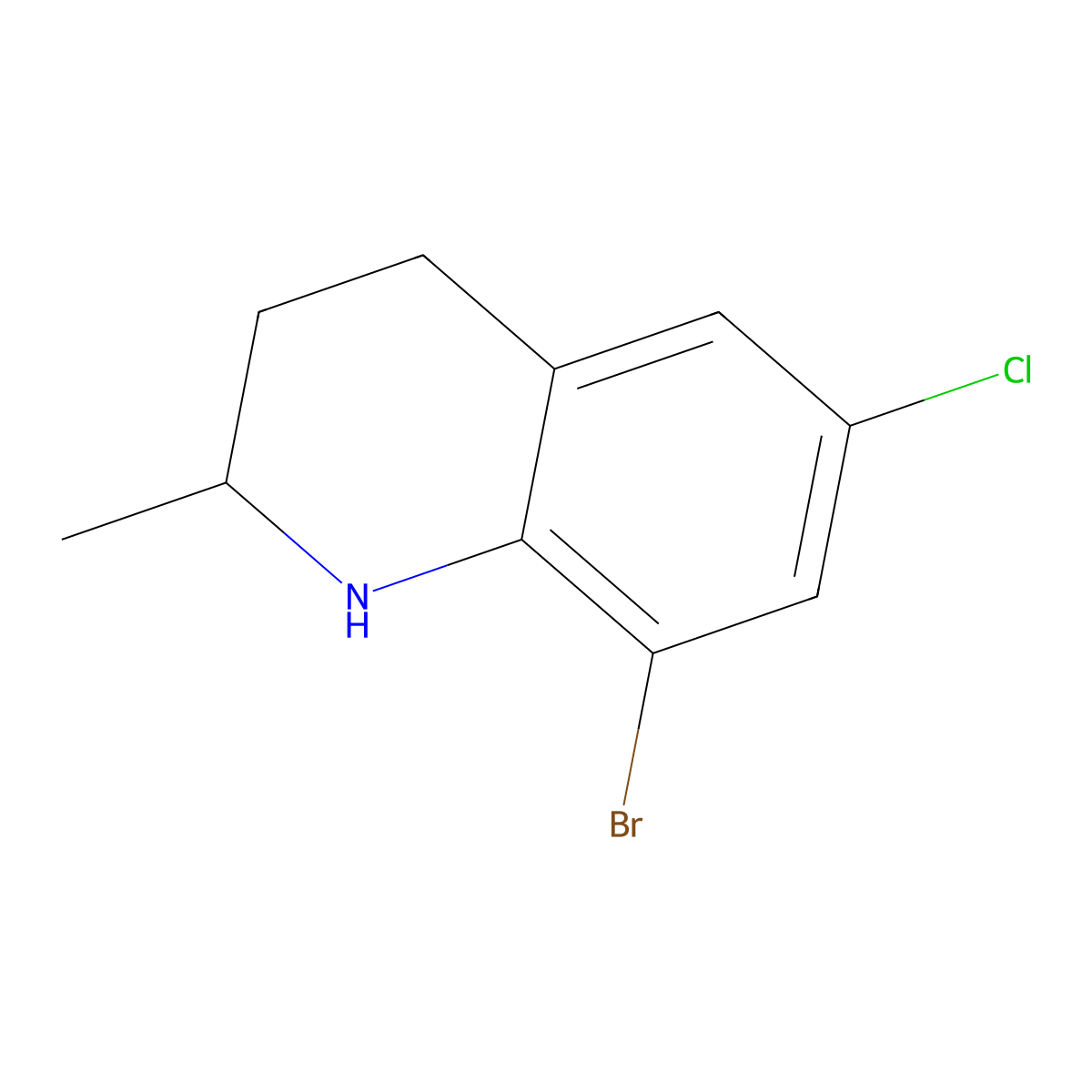 8-Bromo-6-chloro-2-methyl-1,2,3,4-tetrahydroquinoline molecular structure, CAS 2322513-37-9