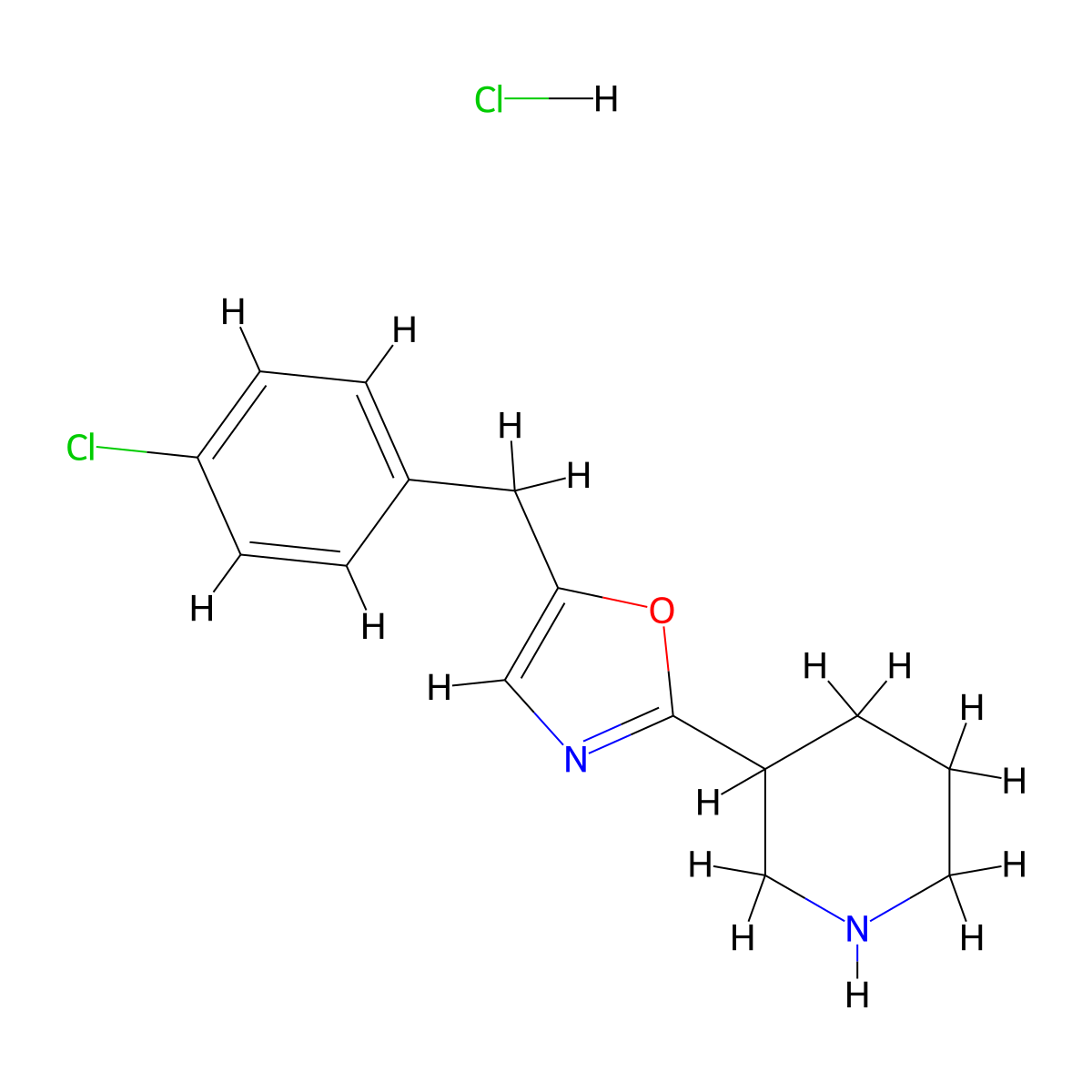 3-[5-(4-Chlorobenzyl)-1,3-oxazol-2-yl]piperidine hydrochloride molecular structure, CAS 2322534-35-8