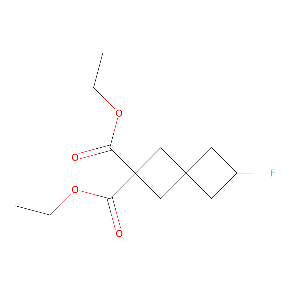 Diethyl 6-fluorospiro[3.3]heptane-2,2-dicarboxylate molecular structure, CAS 2322557-87-7