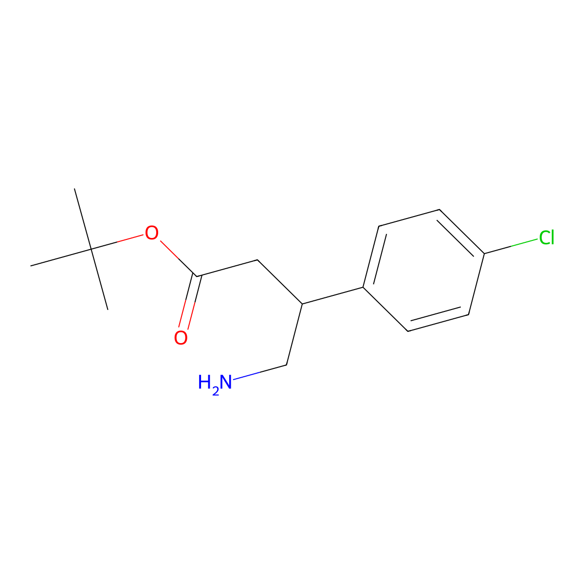 Tert-butyl 4-amino-3-(4-chlorophenyl)butanoate molecular structure, CAS 2322559-89-5