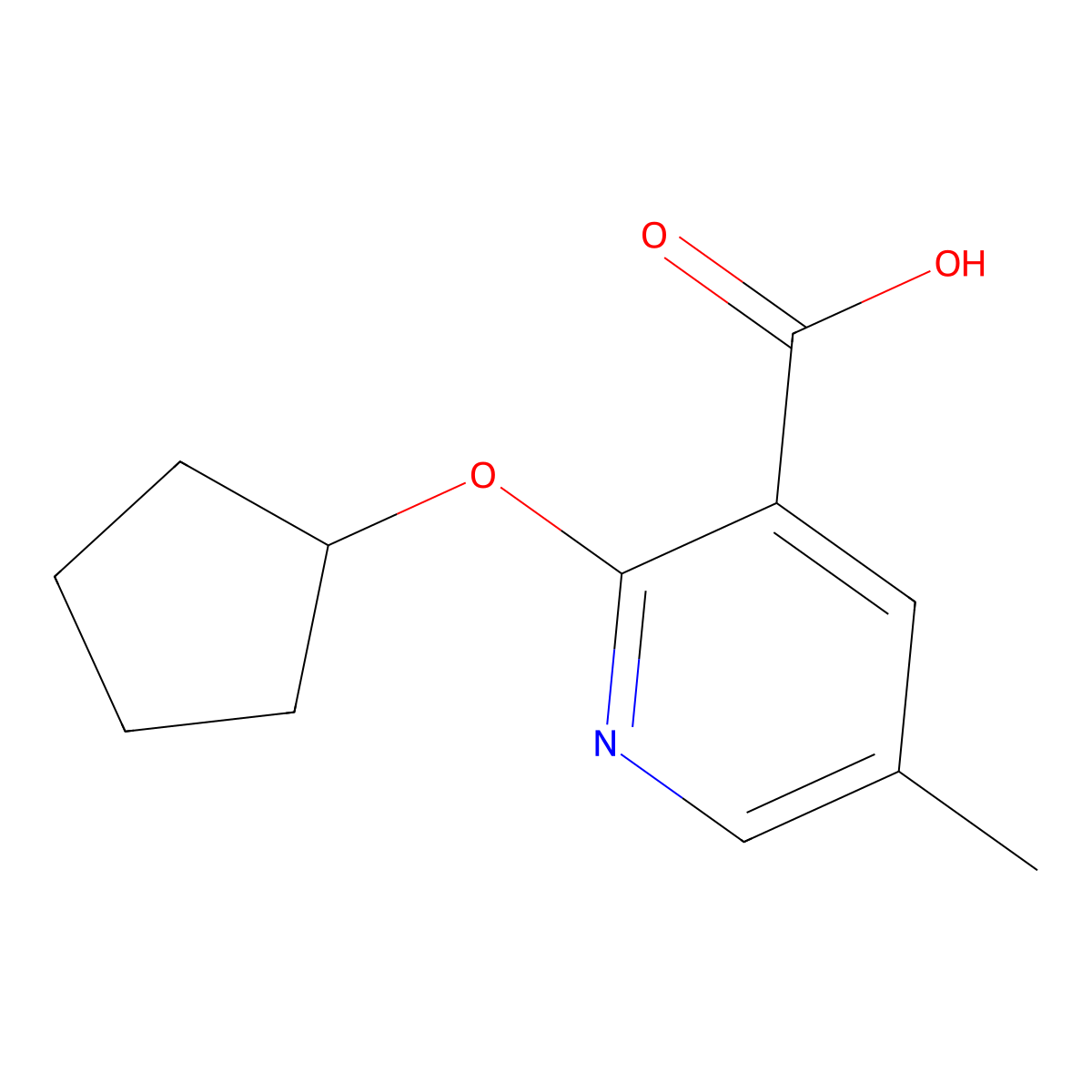 2-(Cyclopentyloxy)-5-methyl-3-pyridinecarboxylic acid molecular structure, CAS 2322570-34-1