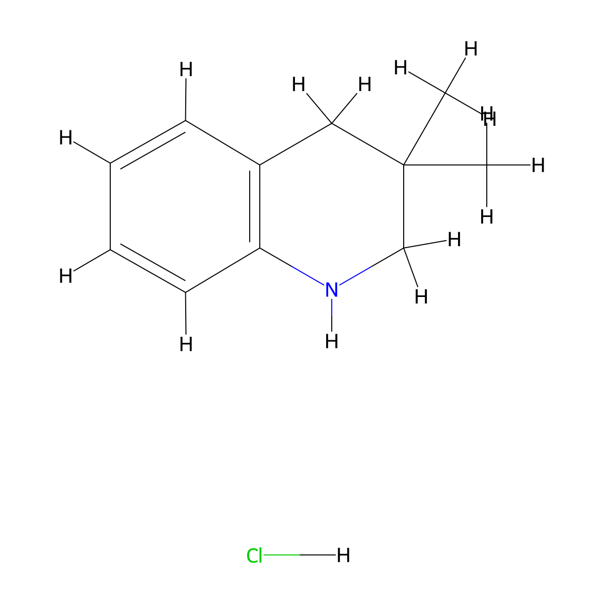 3,3-Dimethyl-1,2,3,4-tetrahydroquinoline hydrochloride molecular structure, CAS 2322580-89-0
