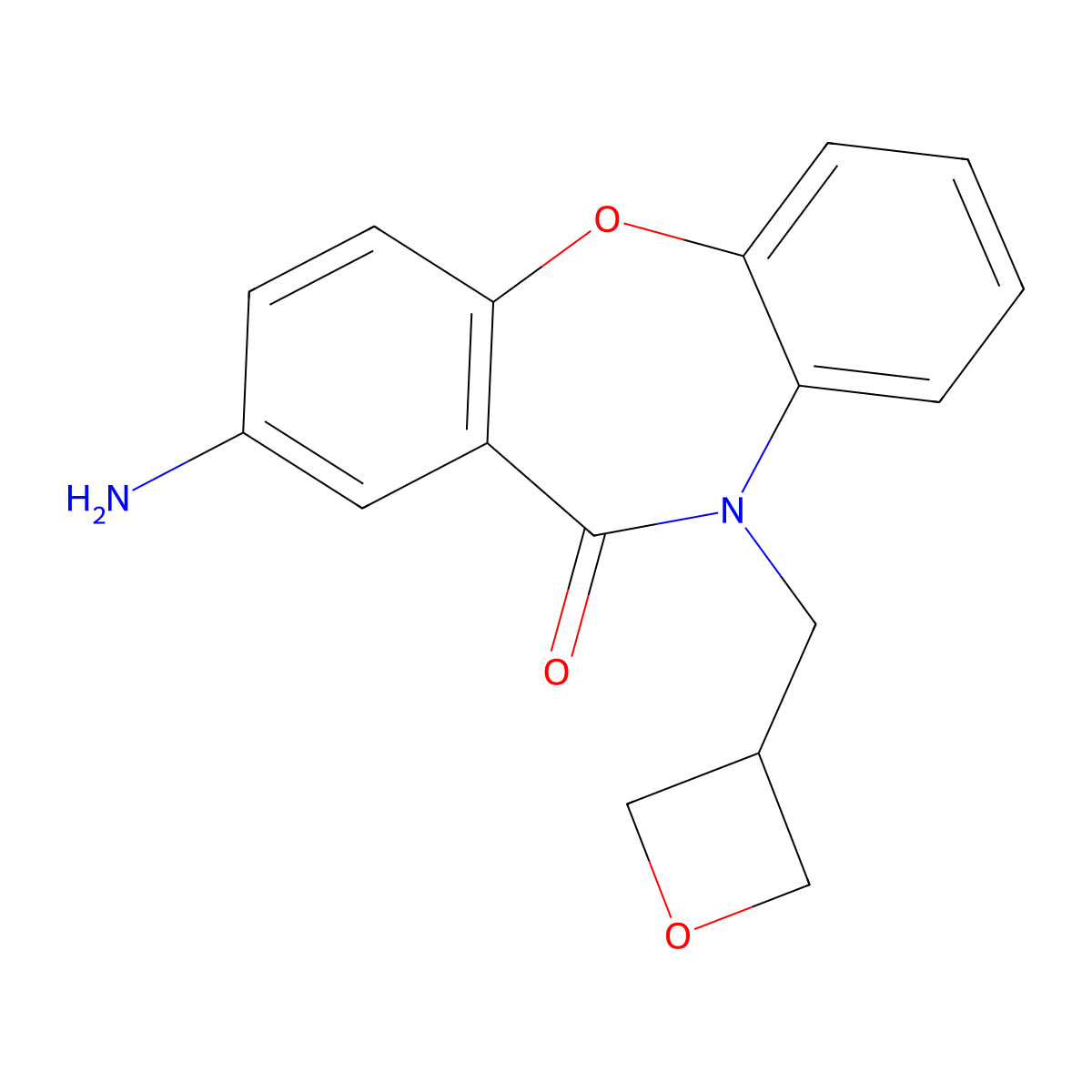 2-Amino-10-(oxetan-3-ylmethyl)dibenzo[b,f][1,4]oxazepin-11(10H)-one molecular structure, CAS 2322586-94-5