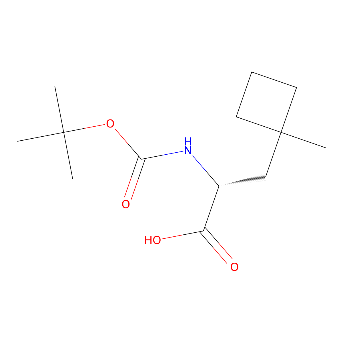 (2R)-2-(tert-butoxycarbonylamino)-3-(1-methylcyclobutyl)propanoic acid molecular structure, CAS 2322588-13-4