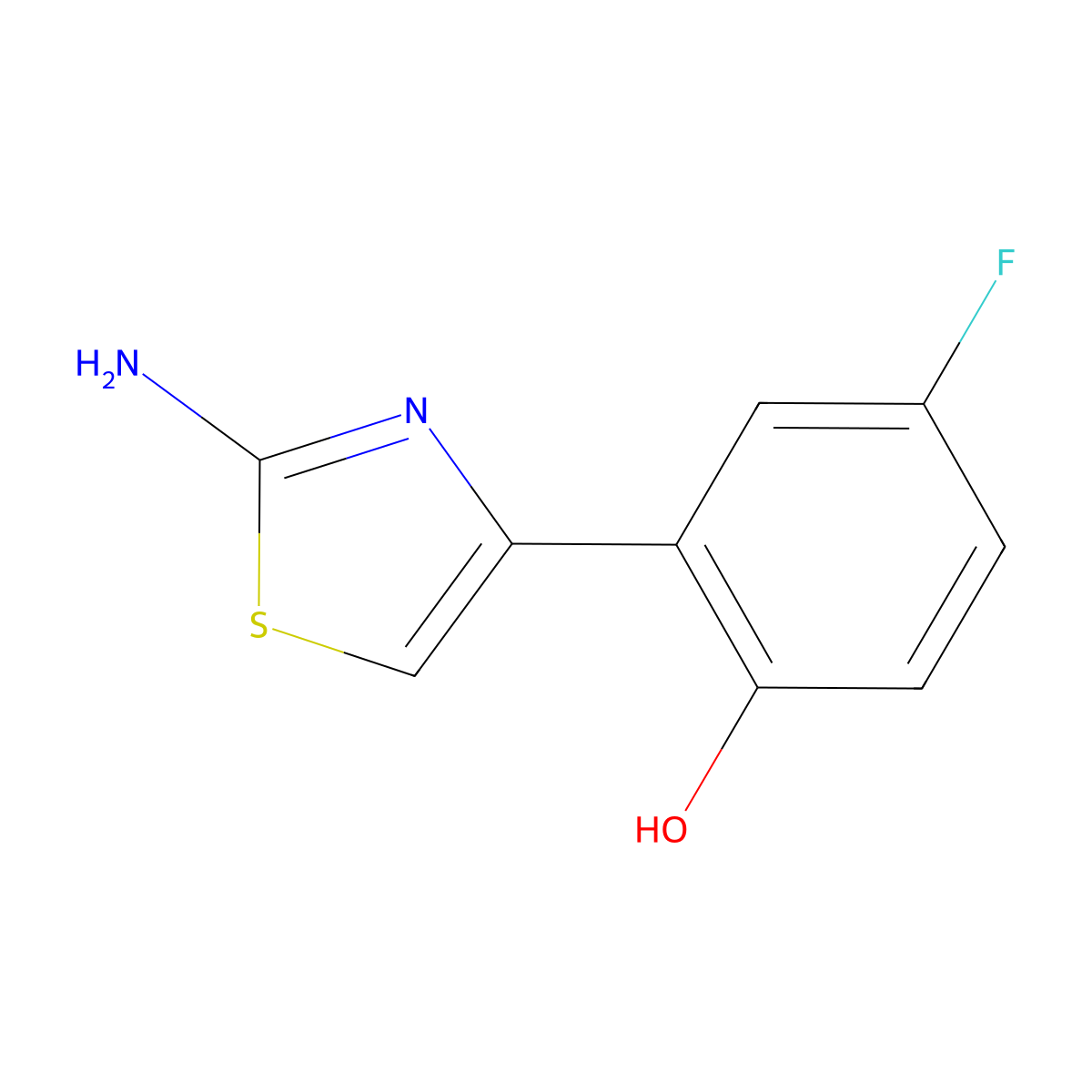2-(2-Amino-1,3-thiazol-4-yl)-4-fluorophenol molecular structure, CAS 23226-04-2