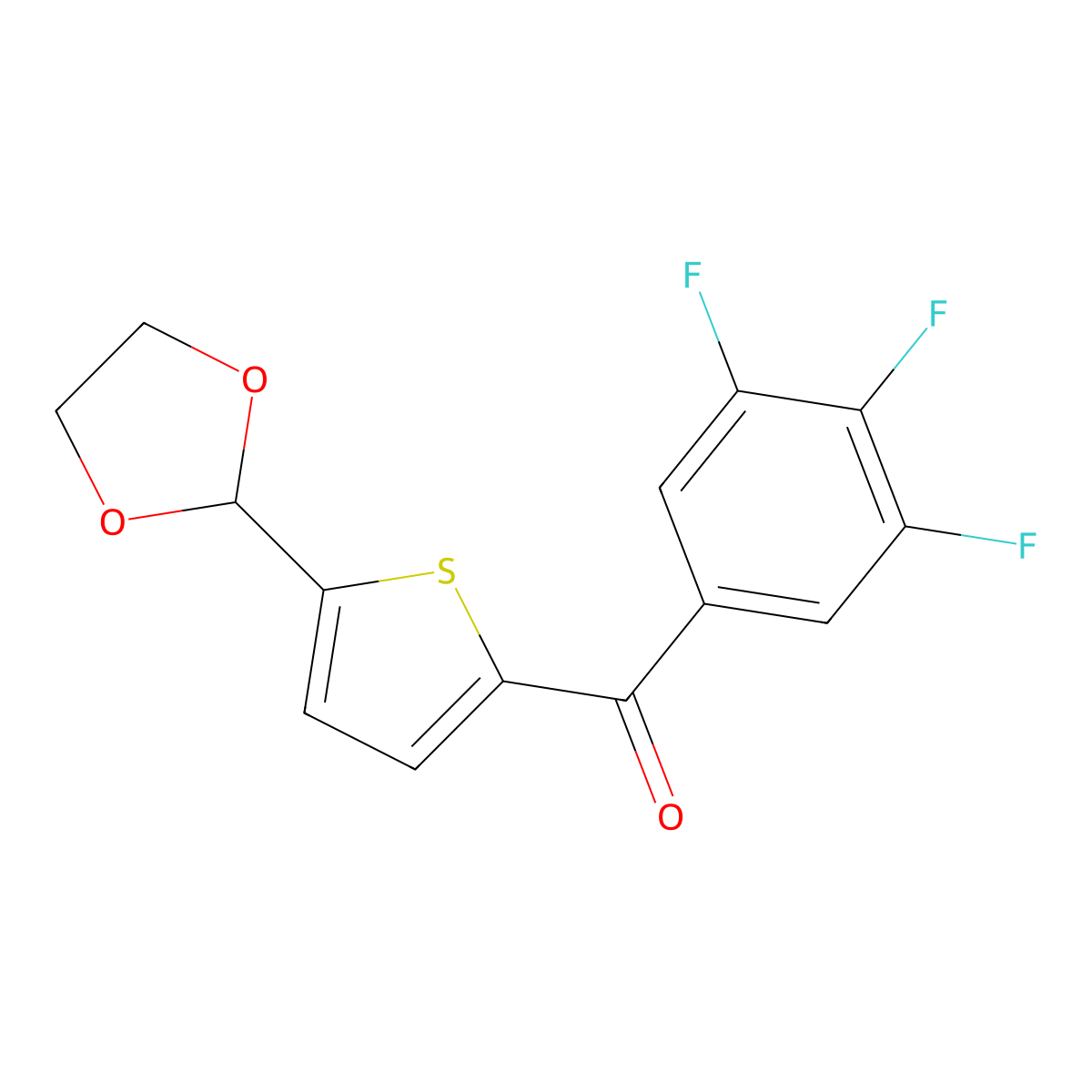 5-(1,3-Dioxolan-2-yl)-2-(3,4,5-triflurobenzoyl)thiophene molecular structure, CAS 2322619-49-6