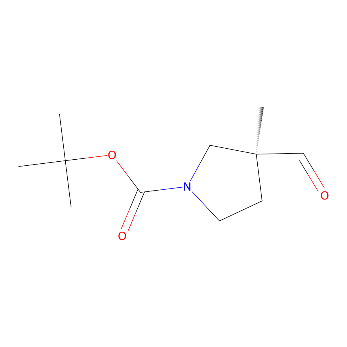 tert-butyl (S)-3-formyl-3-methylpyrrolidine-1-carboxylate molecular structure, CAS 2322619-85-0