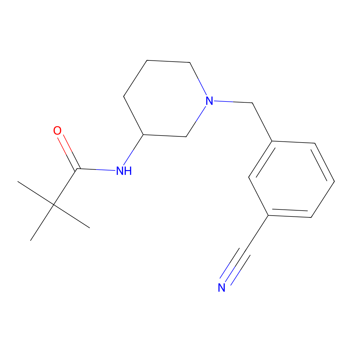 N-{1-[(3-cyanophenyl)methyl]piperidin-3-yl}-2,2-dimethylpropanamide molecular structure, CAS 2322639-08-5