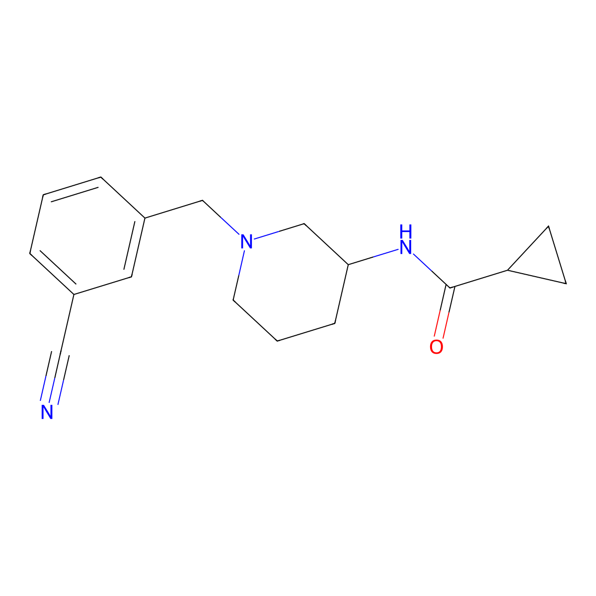 N-{1-[(3-cyanophenyl)methyl]piperidin-3-yl}cyclopropanecarboxamide molecular structure, CAS 2322639-72-3