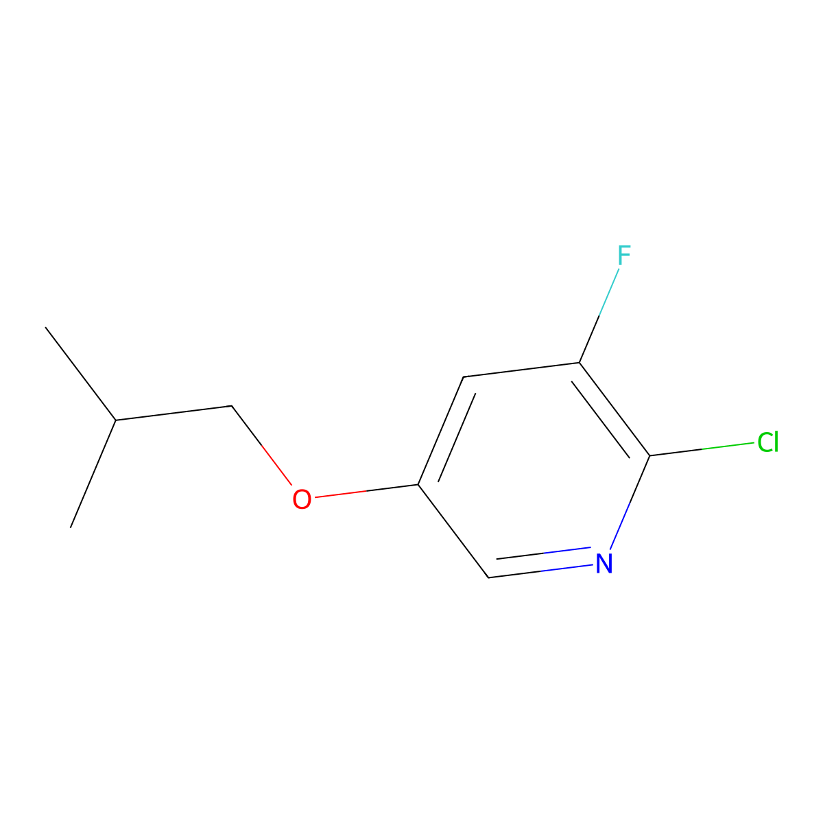 2-Chloro-3-fluoro-5-isobutoxypyridine molecular structure, CAS 2322681-74-1