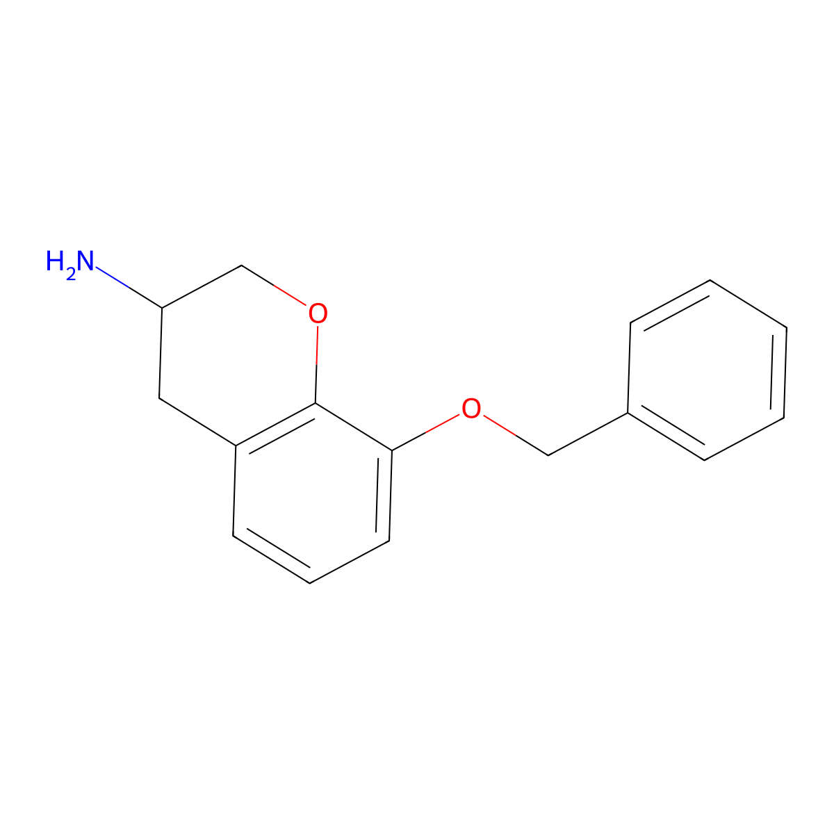 8-(benzyloxy)-3,4-dihydro-2H-1-benzopyran-3-amine molecular structure, CAS 2322689-55-2