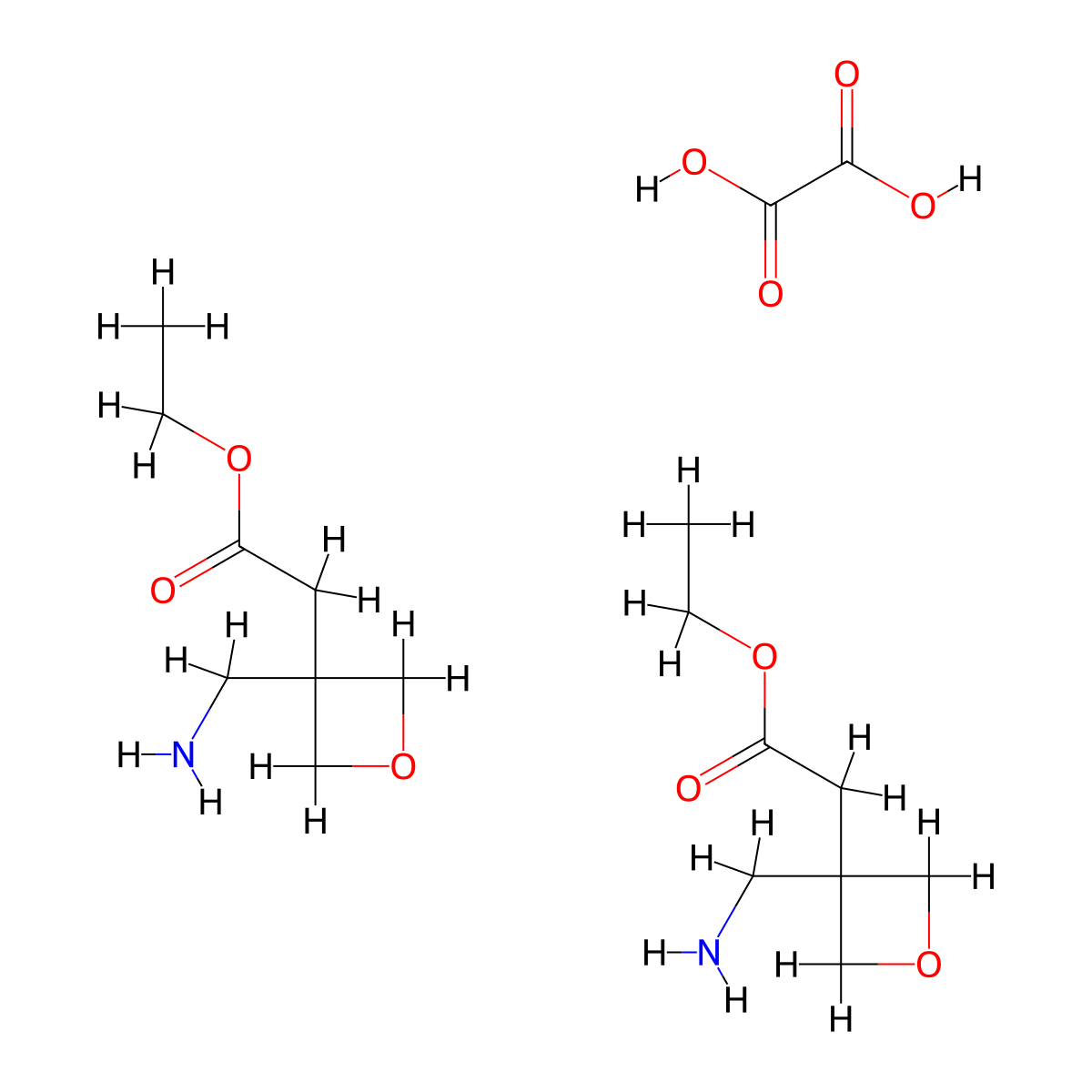 Ethyl 2-(3-(aminomethyl)oxetan-3-yl)acetate hemioxalate molecular structure, CAS 2322698-31-5