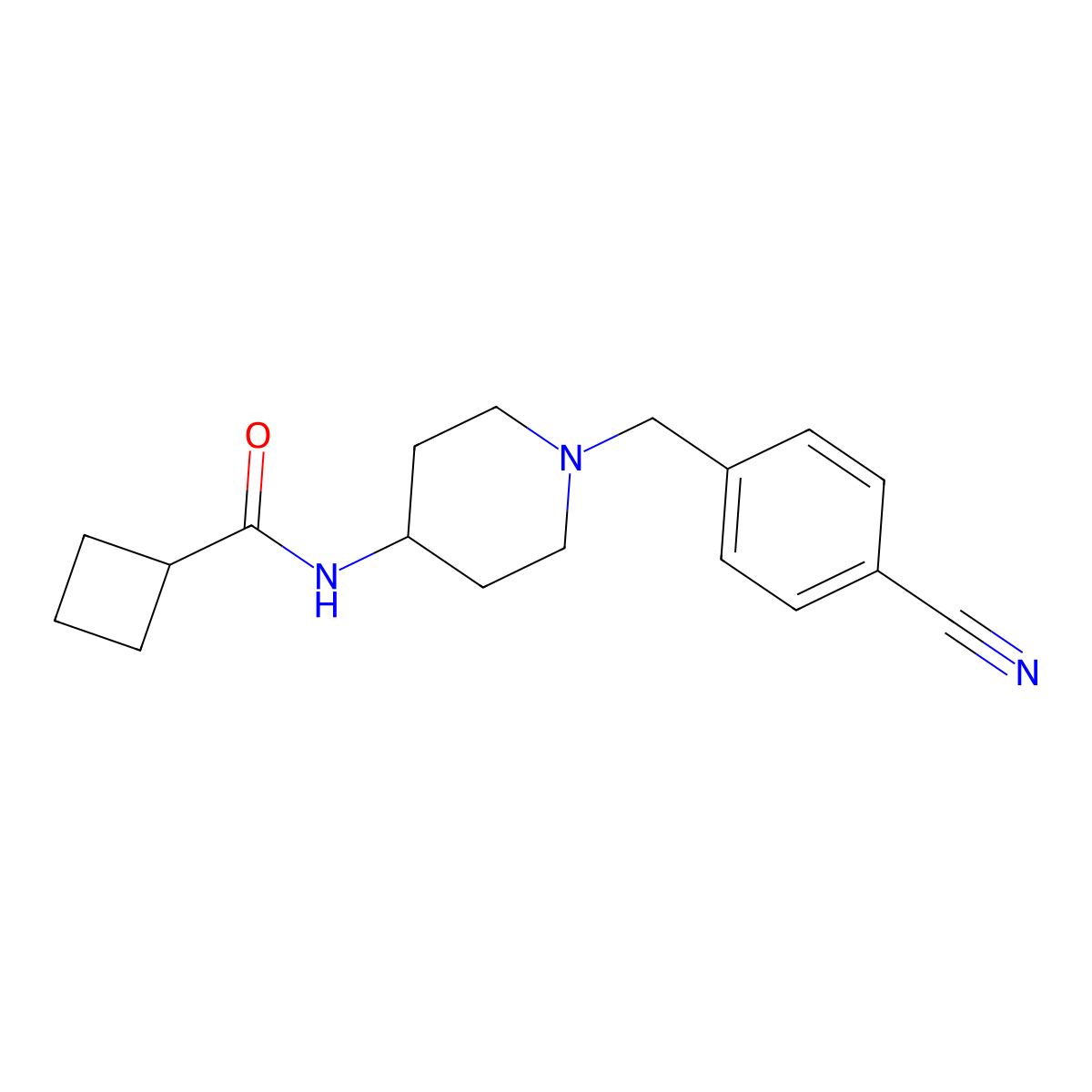 N-{1-[(4-cyanophenyl)methyl]piperidin-4-yl}cyclobutanecarboxamide molecular structure, CAS 2322728-28-7