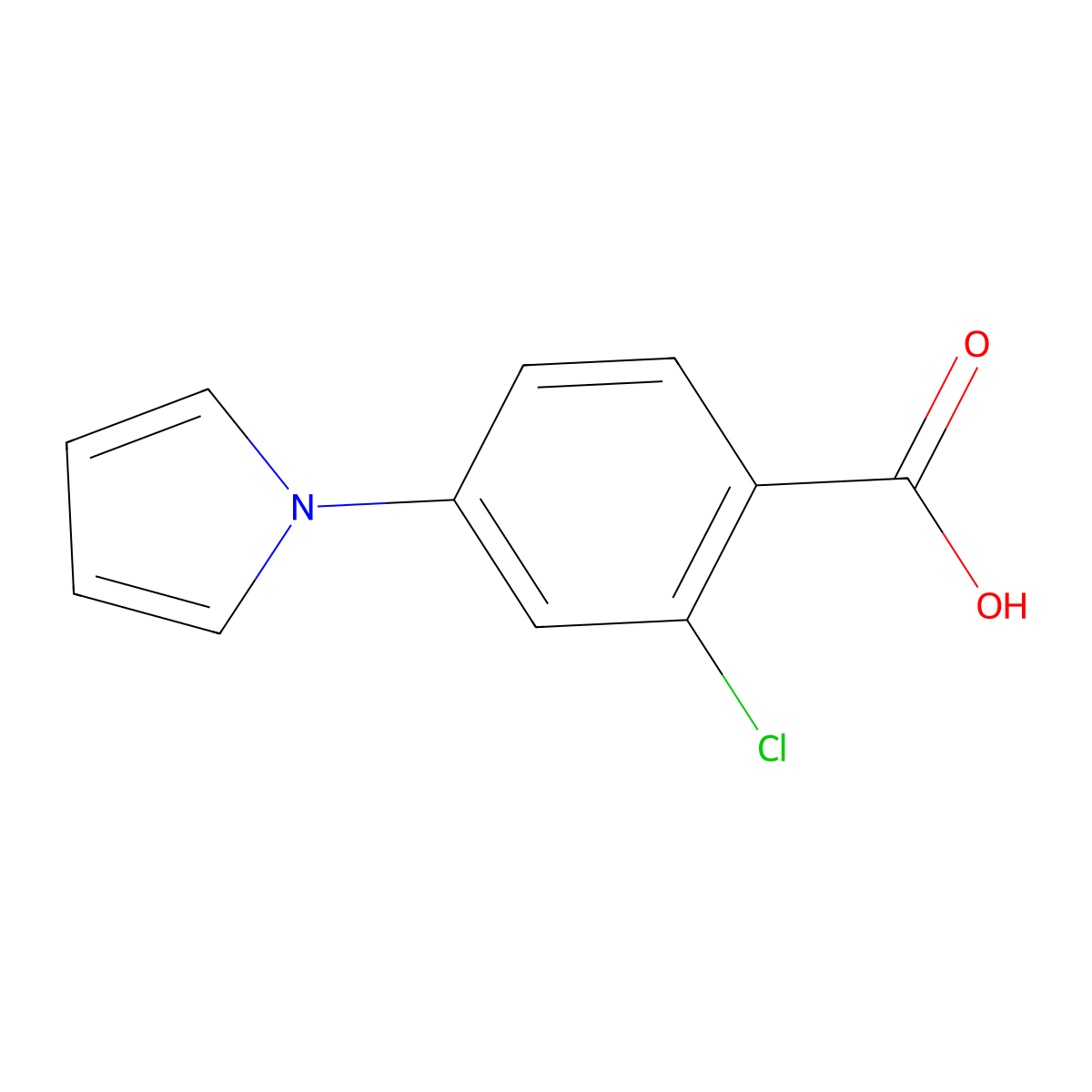 2-Chloro-4-pyrrol-1-yl-benzoic acid molecular structure, CAS 232275-65-9