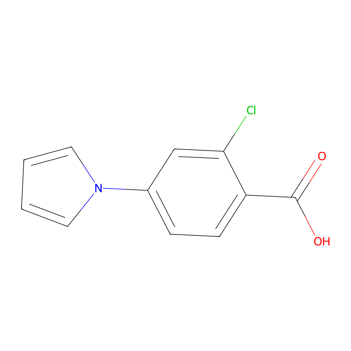 2-Chloro-4-pyrrol-1-yl-benzoic acid molecular structure, CAS 232275-65-9
