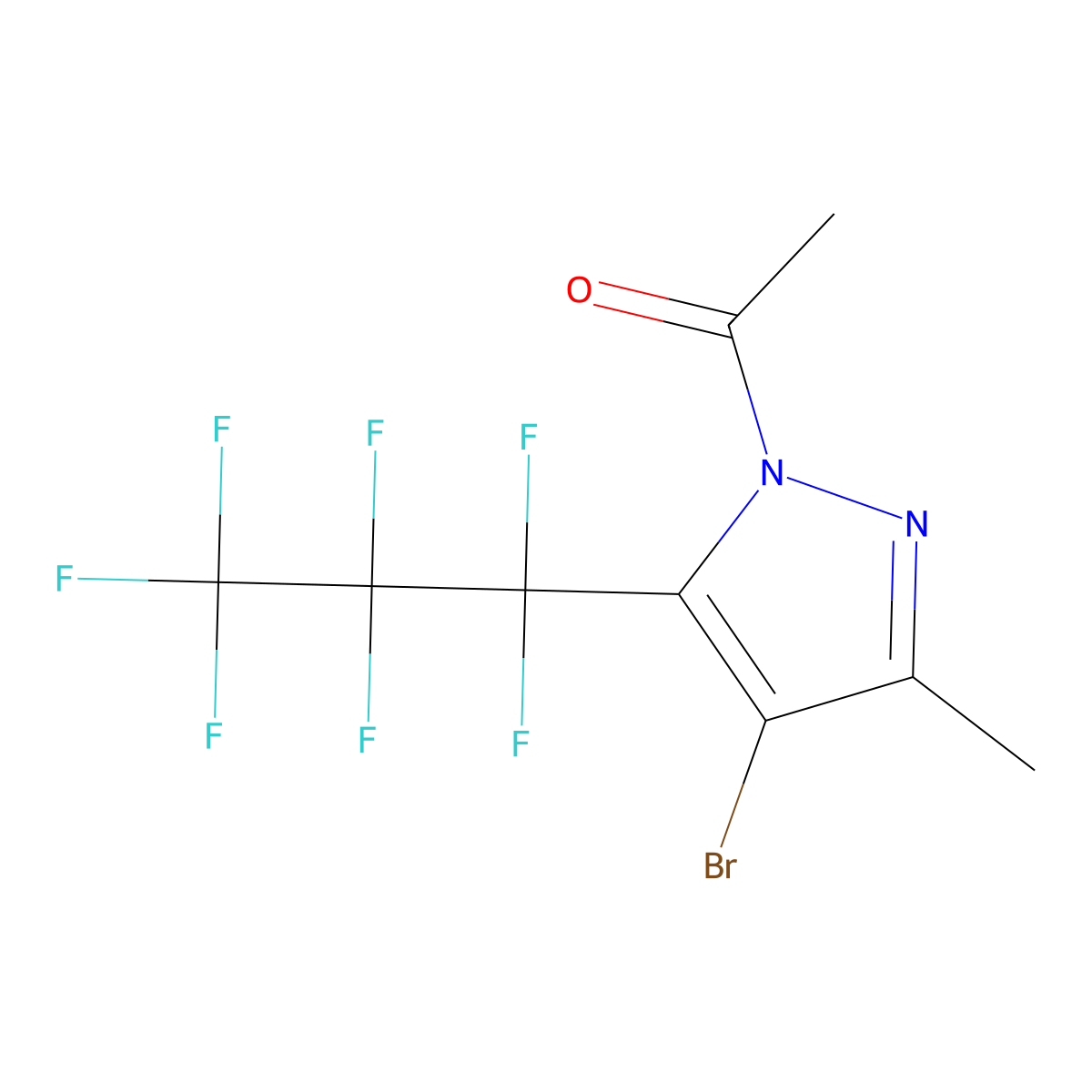 1-Acetyl-4-bromo-5-heptafluoropropyl-3-methylpyrazole molecular structure, CAS 232278-00-1