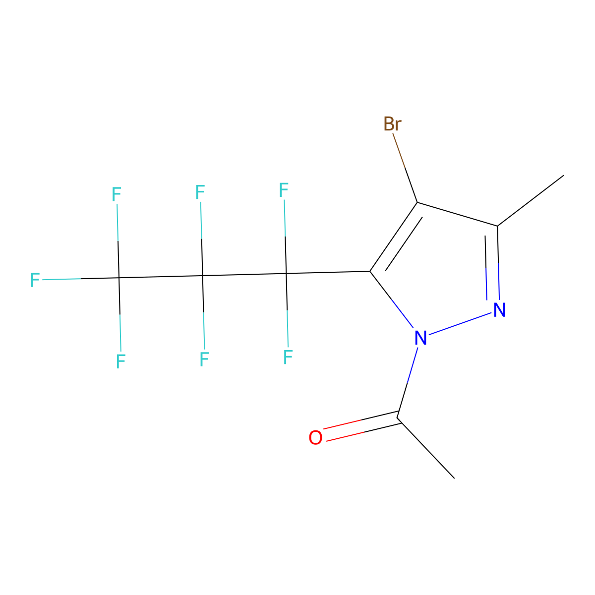 1-Acetyl-4-bromo-5-heptafluoropropyl-3-methylpyrazole molecular structure, CAS 232278-00-1