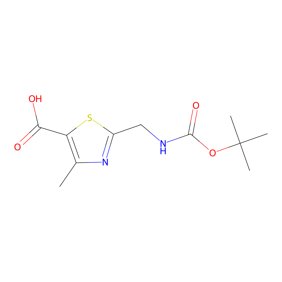 2-({[(Tert-butoxy)carbonyl]amino}methyl)-4-methyl-1,3-thiazole-5-carboxylic acid molecular structure, CAS 232281-00-4