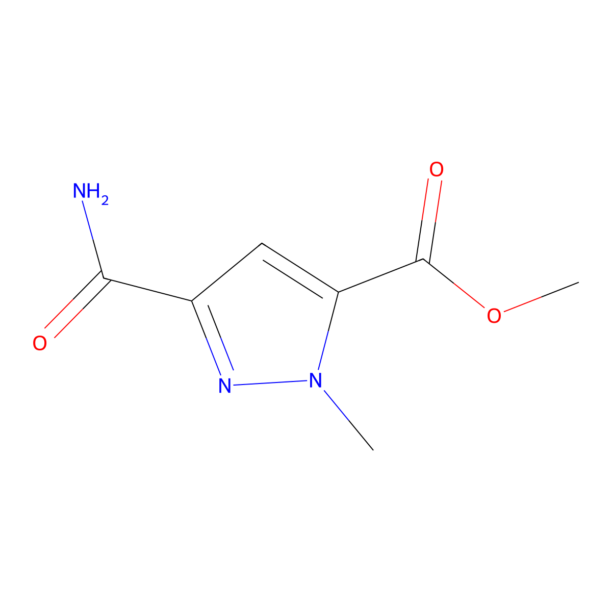 Methyl-3-carbamoyl-1-methyl-1H-pyrazole-5-carboxylate molecular structure, CAS 232281-28-6