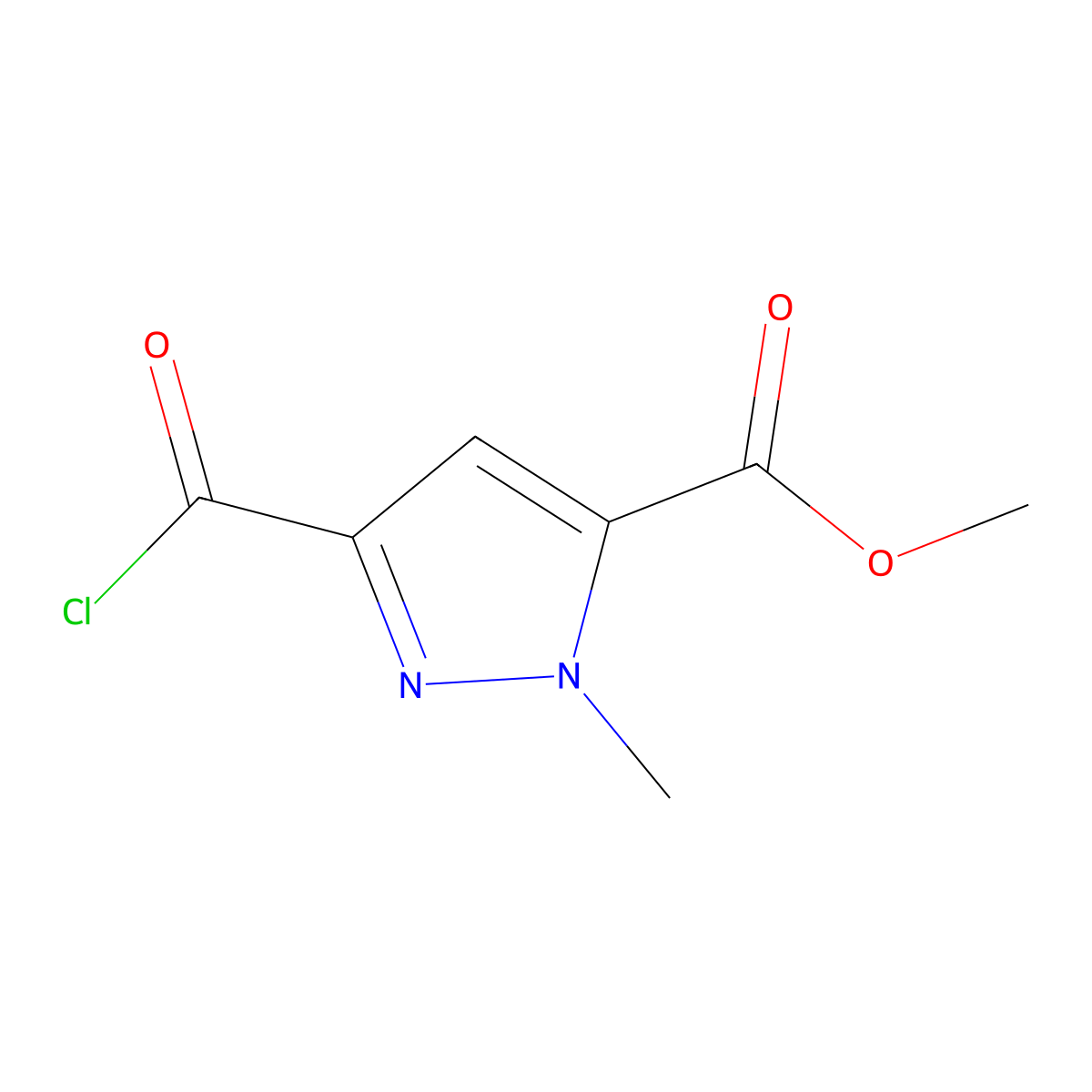 Methyl 3-(chlorocarbonyl)-1-methyl-1H-pyrazole-5-carboxylate molecular structure, CAS 232281-29-7