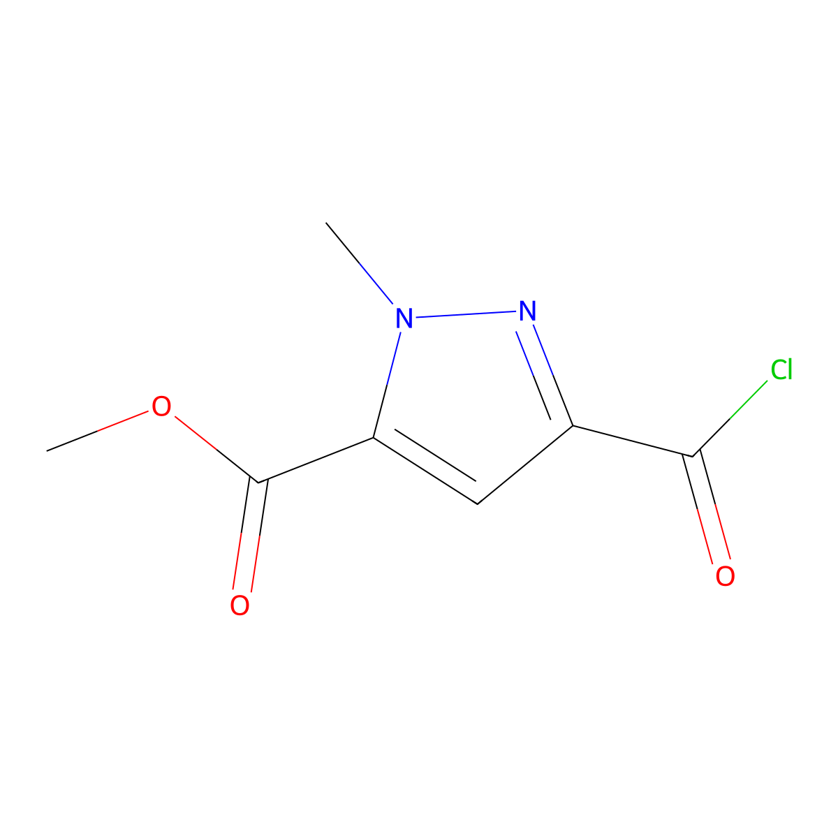 Methyl 3-(chlorocarbonyl)-1-methyl-1H-pyrazole-5-carboxylate molecular structure, CAS 232281-29-7
