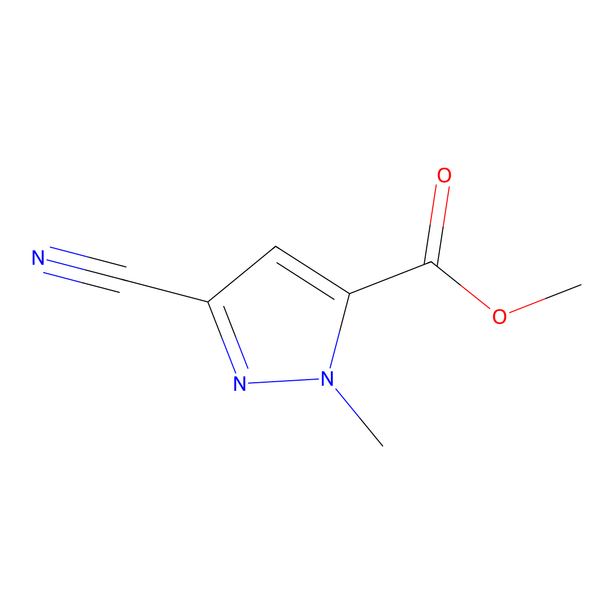 methyl 3-cyano-1-methyl-1H-pyrazole-5-carboxylate molecular structure, CAS 232281-30-0