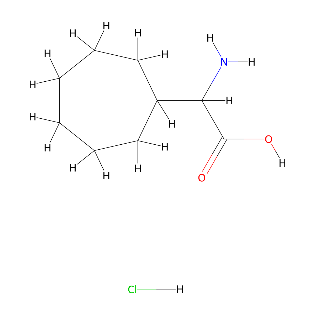 2-Amino-2-cycloheptylacetic acid hydrochloride molecular structure, CAS 232281-72-0