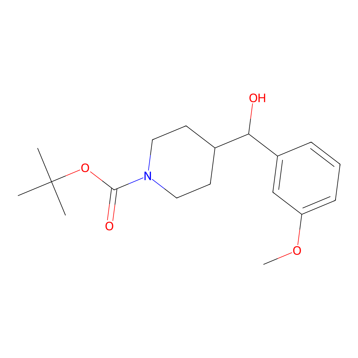 Tert-butyl 4-[hydroxy(3-methoxyphenyl)methyl]piperidine-1-carboxylate molecular structure, CAS 2322851-01-2