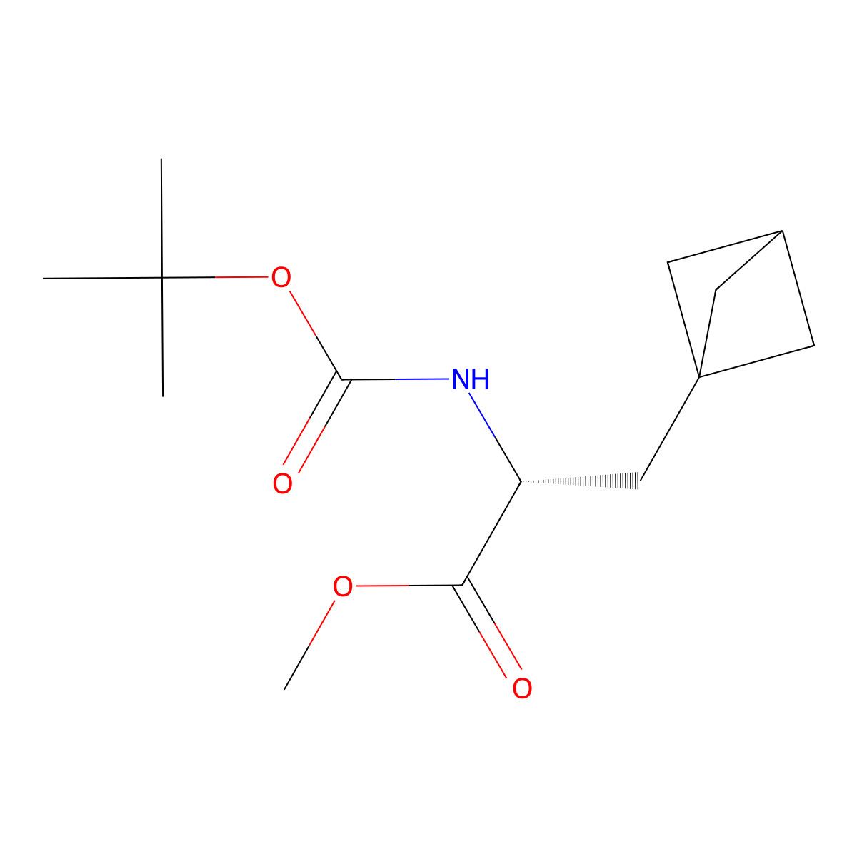 methyl (2R)-3-(1-bicyclo[1.1.1]pentanyl)-2-(tert-butoxycarbonylamino)propanoate molecular structure, CAS 2322853-09-6
