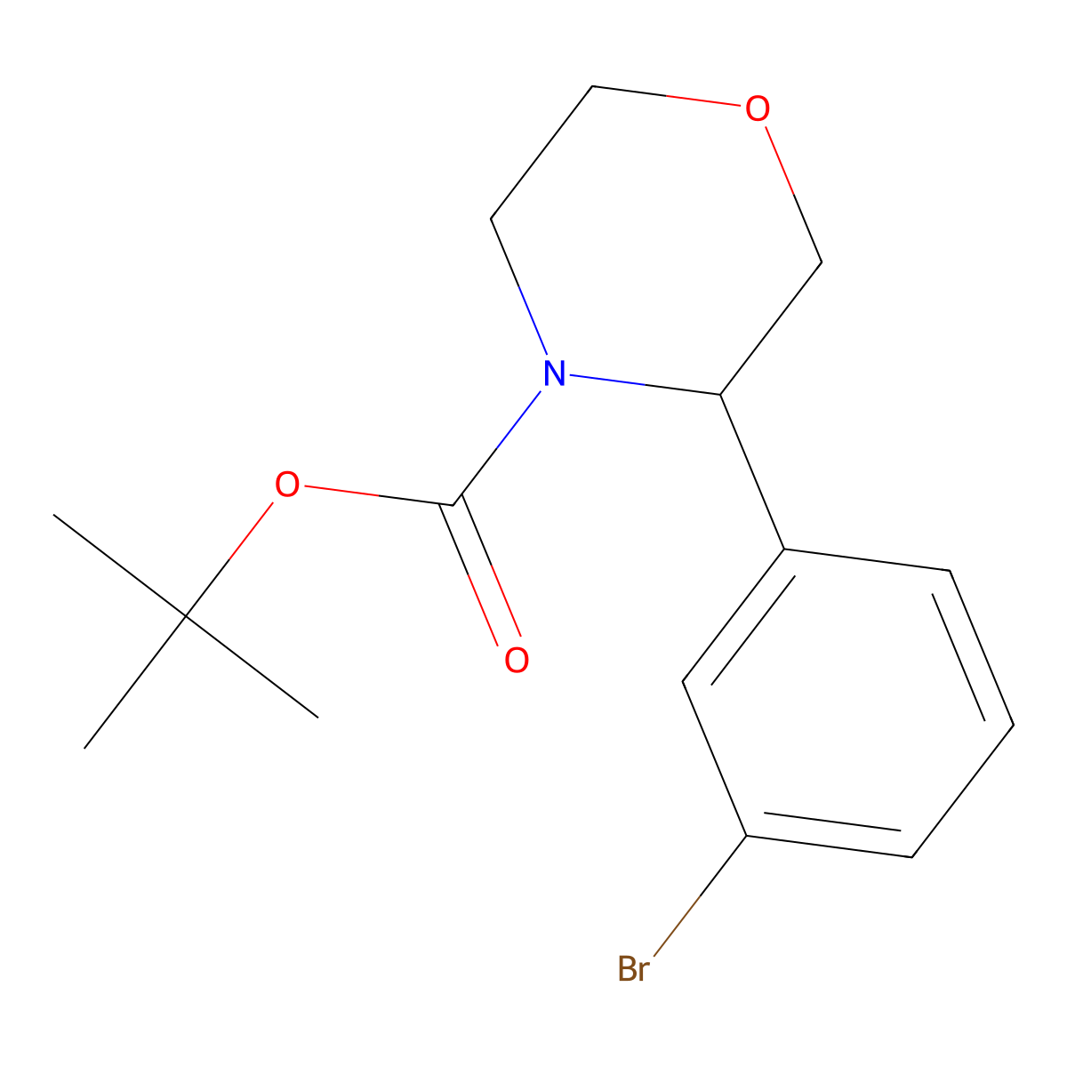 Tert-butyl 3-(3-bromophenyl)morpholine-4-carboxylate molecular structure, CAS 2322859-05-0
