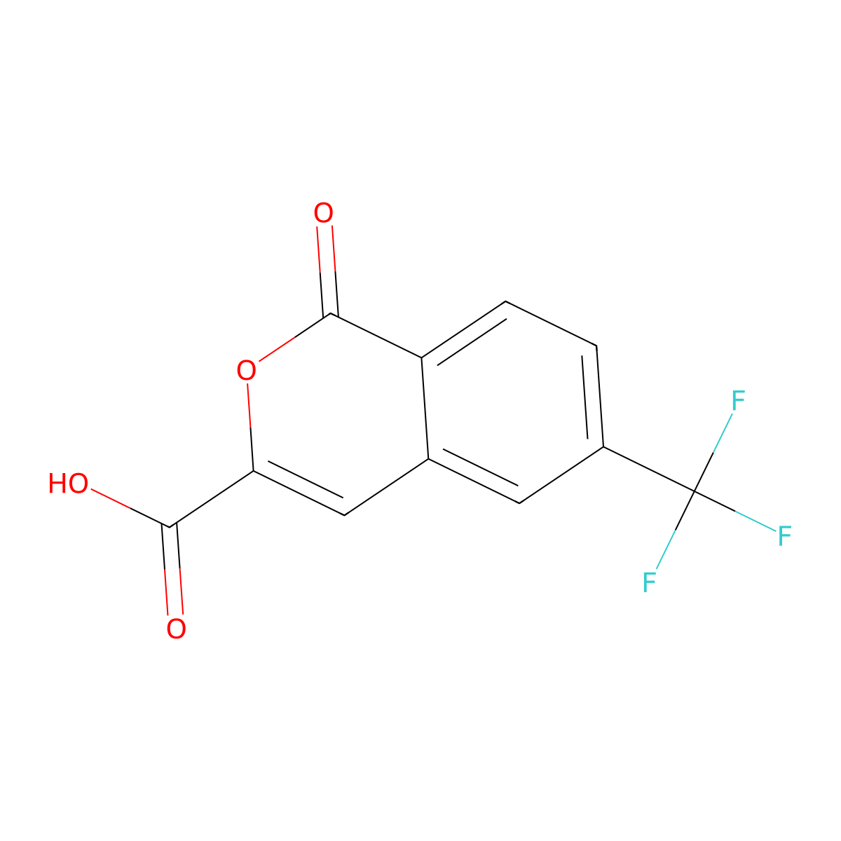 1-oxo-6-(trifluoromethyl)-1H-isochromene-3-carboxylic acid molecular structure, CAS 2322867-01-4