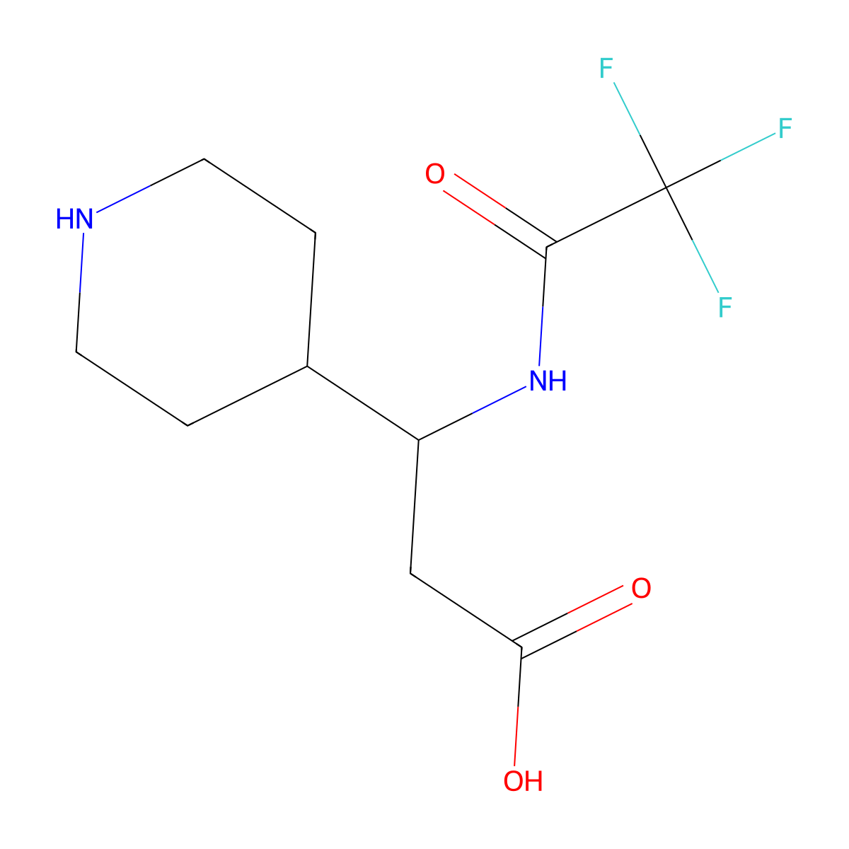 3-(Piperidin-4-yl)-3-(trifluoroacetamido)propanoic acid molecular structure, CAS 2322887-22-7